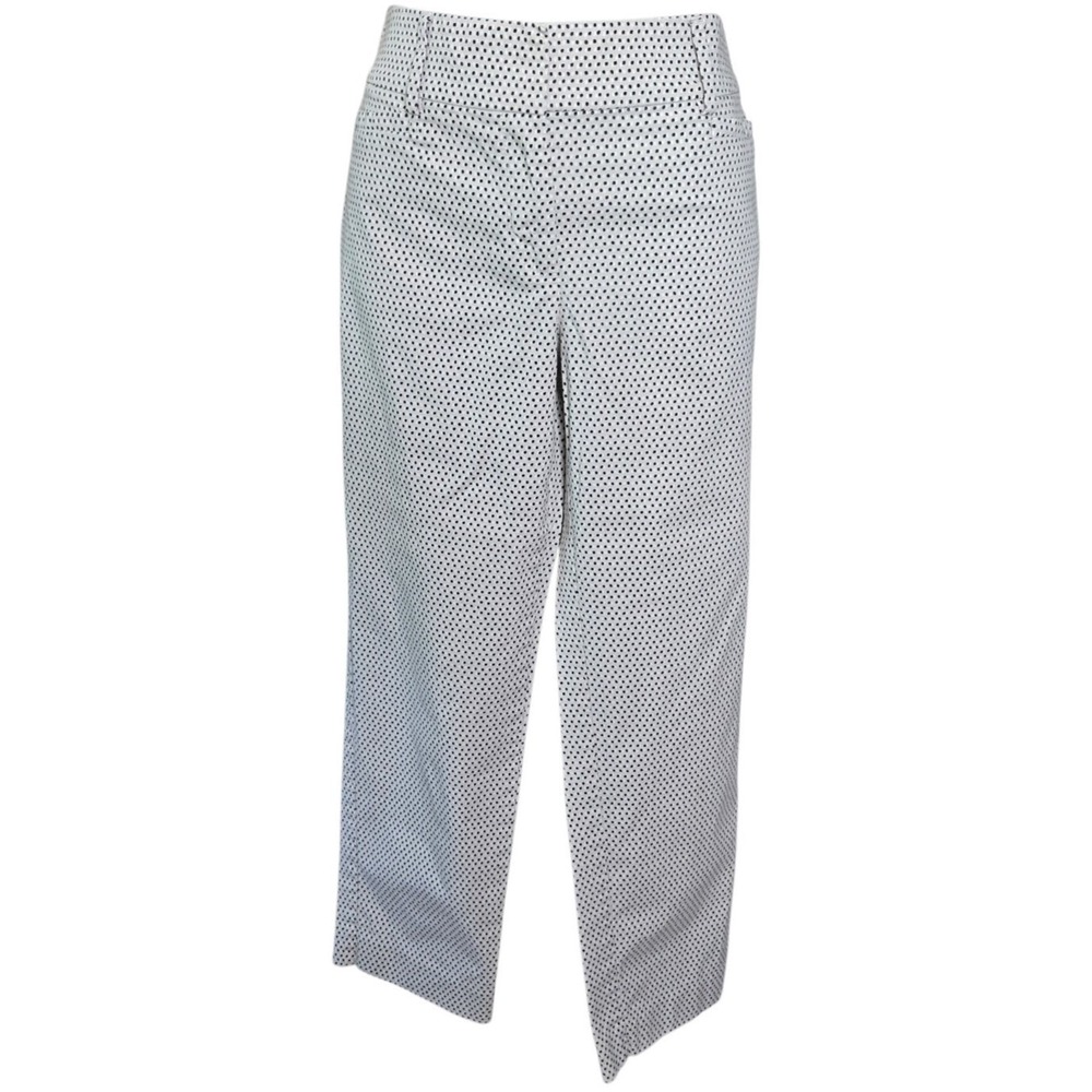 Ann Taylor LOFT Womens Preppy Ankle Pants Size 6 Black Ivory Micro Polka Dot